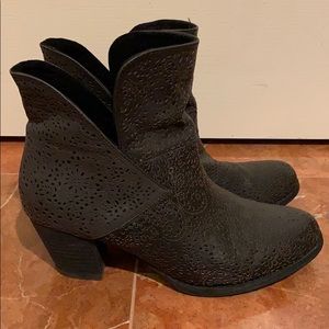 Black leather booties